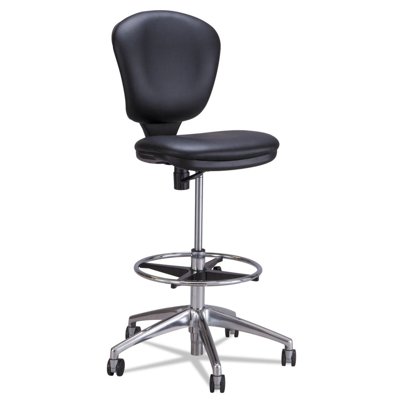 Safco Metro Collection Extended-Height Chair, Supports Up to 250 lb, 23" to 33" Seat Height, Black Seat/Back, Chrome Base