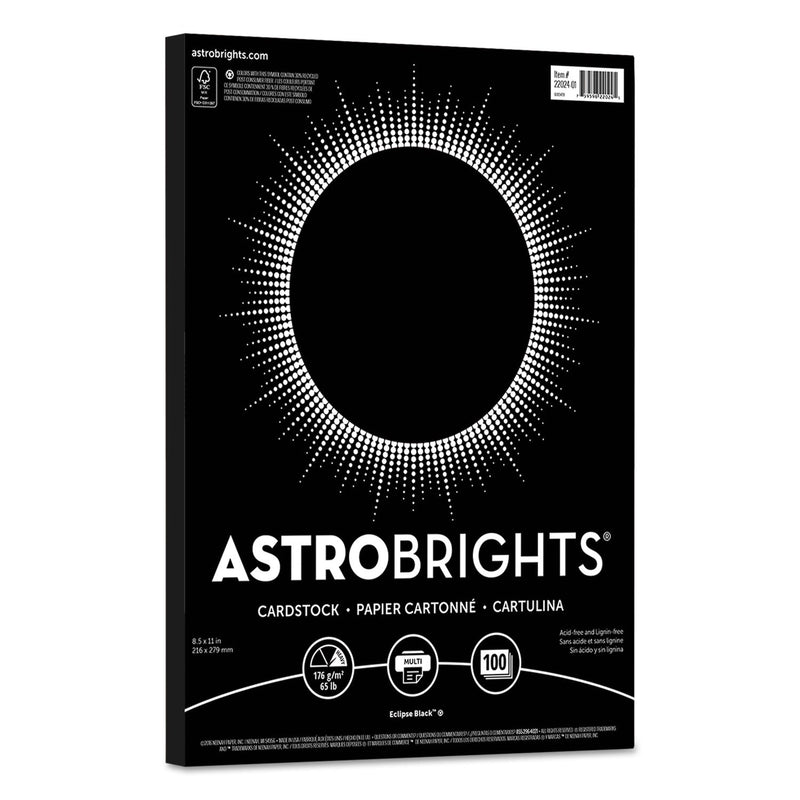 Astrobrights Color Cardstock, 65 lb Cover Weight, 8.5 x 11, Eclipse Black, 100/Pack
