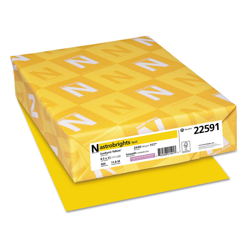Astrobrights Color Paper, 24 lb Bond Weight, 8.5 x 11, Sunburst Yellow, 500/Ream