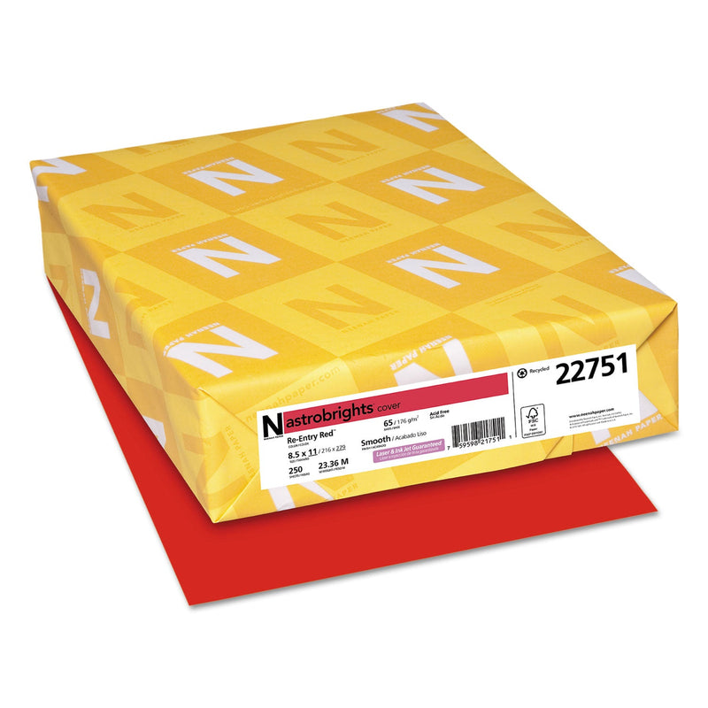 Astrobrights Color Cardstock, 65 lb Cover Weight, 8.5 x 11, Re-Entry Red, 250/Pack