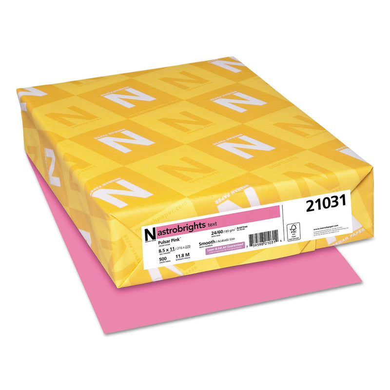Astrobrights Color Paper, 24 lb Bond Weight, 8.5 x 11, Pulsar Pink, 500/Ream