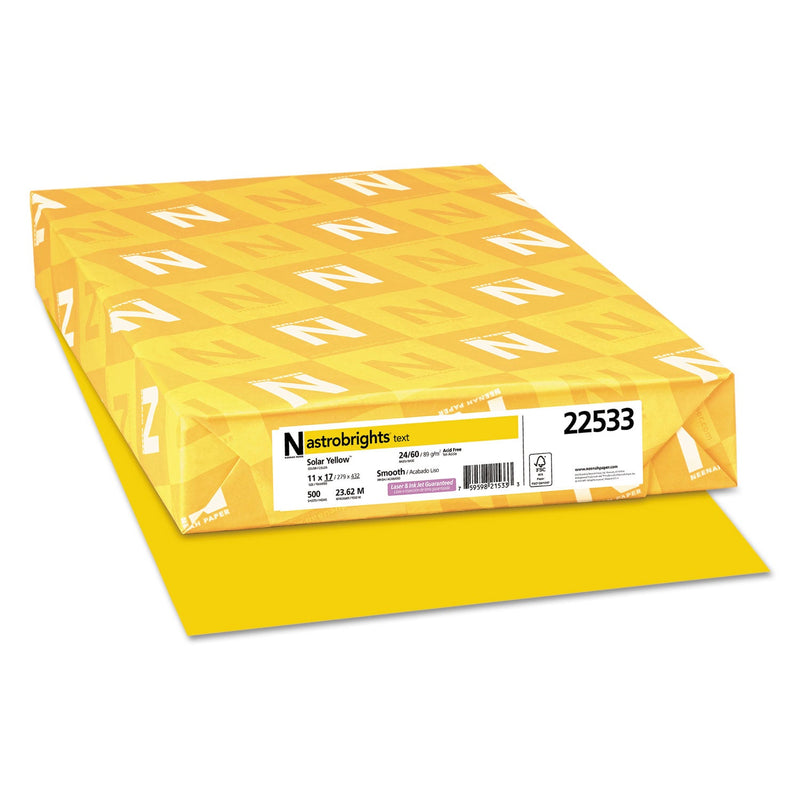 Astrobrights Color Paper, 24 lb Bond Weight, 11 x 17, Solar Yellow, 500/Ream