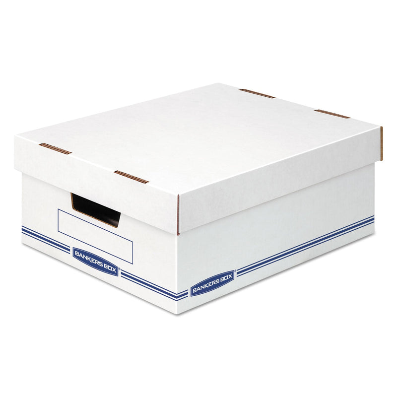 Bankers Box Organizer Storage Boxes, Large, 12.75" x 16.5" x 6.5", White/Blue, 12/Carton