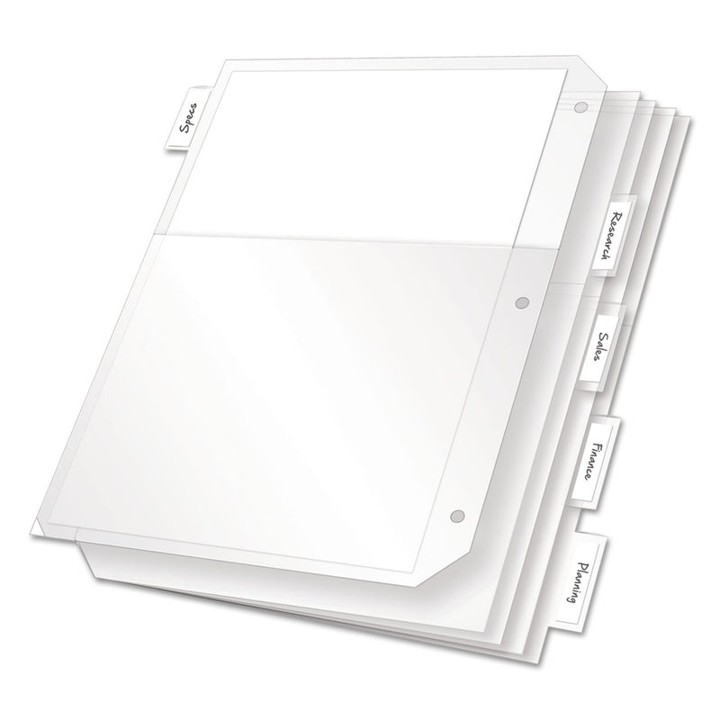 Cardinal Poly Ring Binder Pockets, 8.5 x 11, Clear, 5/Pack
