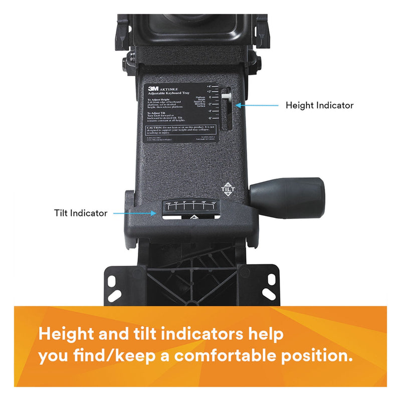 3M Easy Adjust Keyboard Tray, Highly Adjustable Platform, 23" Track, Black