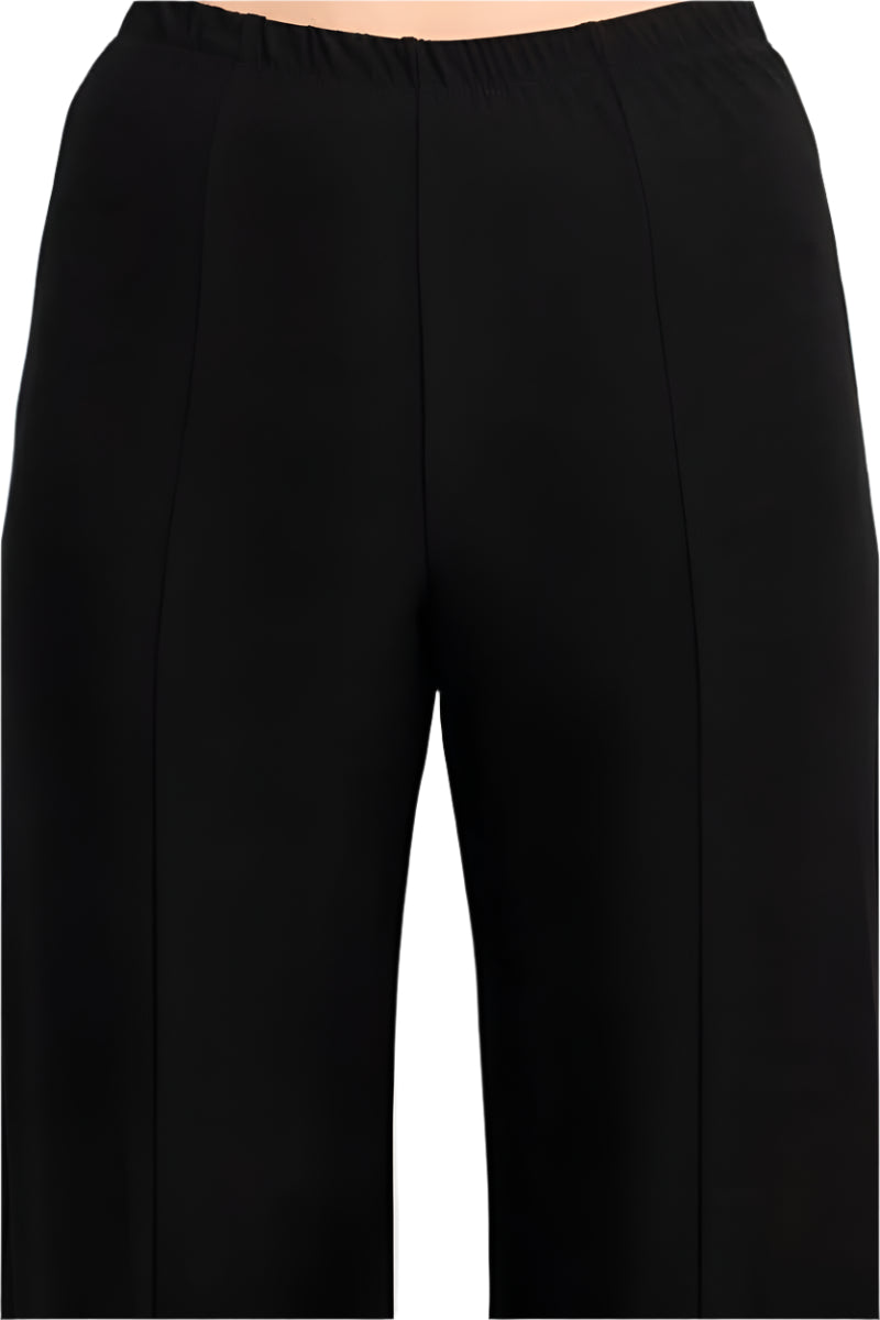 Marina Scoop Neck Embellished Chiffon Long Sleeve Slit Side Top and Elastic Mid Waist Wide Leg Jersey Two Piece Pant Set