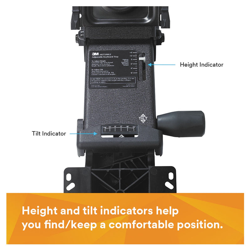 3M Easy Adjust Keyboard Tray, Highly Adjustable Platform, 23" Track, Black