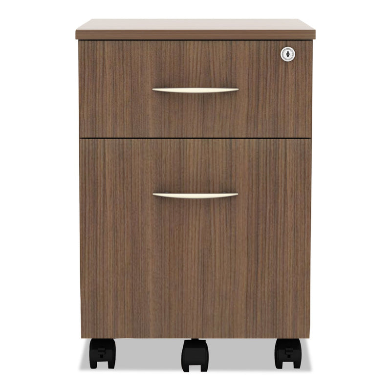 Alera Valencia Series Mobile Pedestal, Left/Right, 2-Drawers: Box/File, Legal/Letter, Modern Walnut, 15.88" x 19.13" x 22.88"