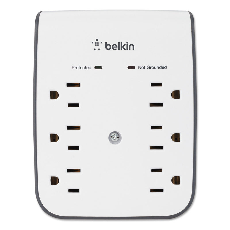 Belkin SurgePlus USB Wall Mount Charger, 6 AC Outlets/2 USB Ports, 900 J, White/Black