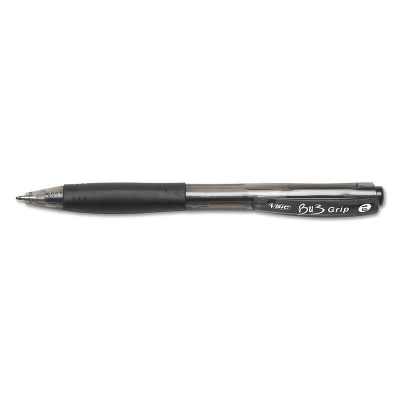 BIC BU3 Ballpoint Pen, Retractable, Medium 1 mm, Black Ink, Black Barrel, 36/Pack