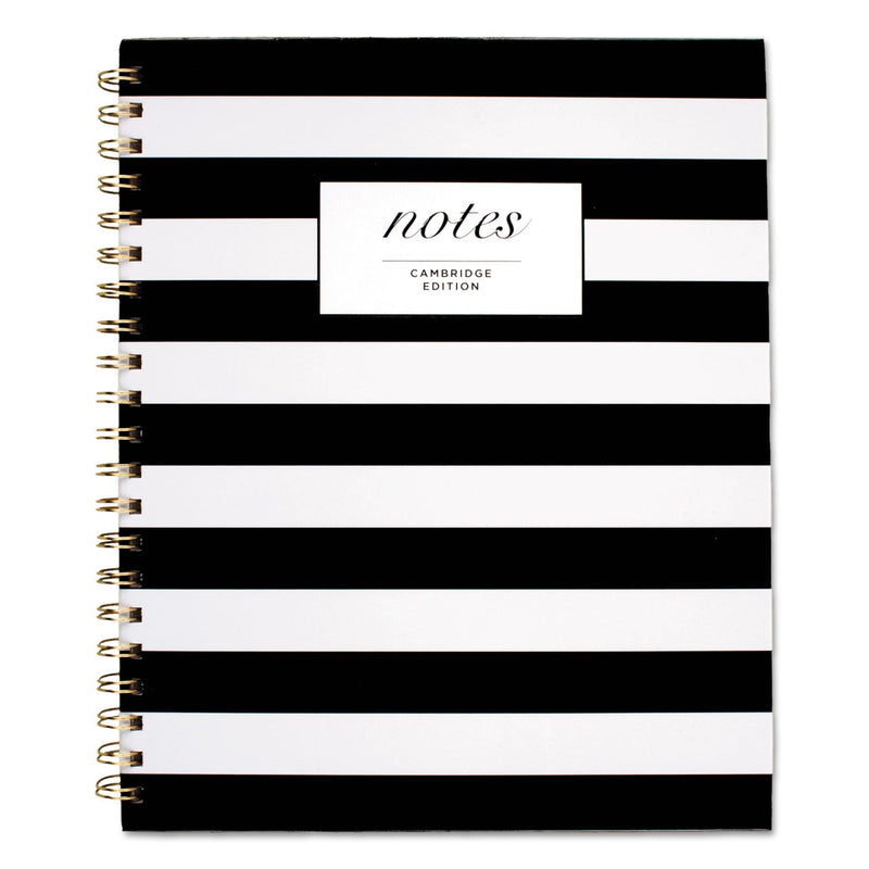 Cambridge Black and White Striped Hardcover Notebook, 1 Subject, Wide/Legal Rule, Black/White Stripes Cover, 11 x 8.88, 80 Sheets