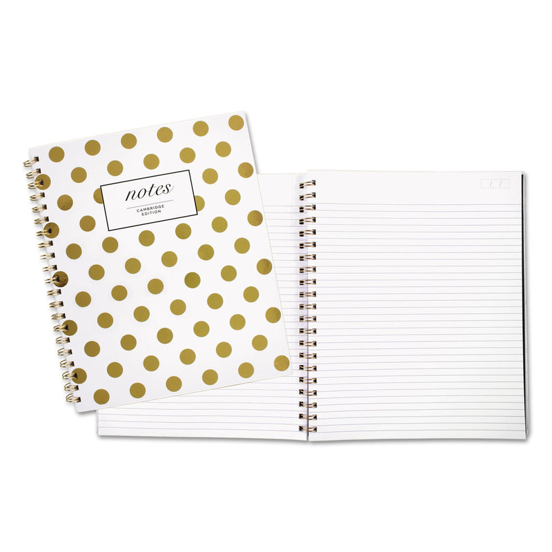Cambridge Gold Dots Hardcover Notebook, 1 Subject, Wide/Legal Rule, White/Gold Cover, 11 x 8.88, 80 Sheets