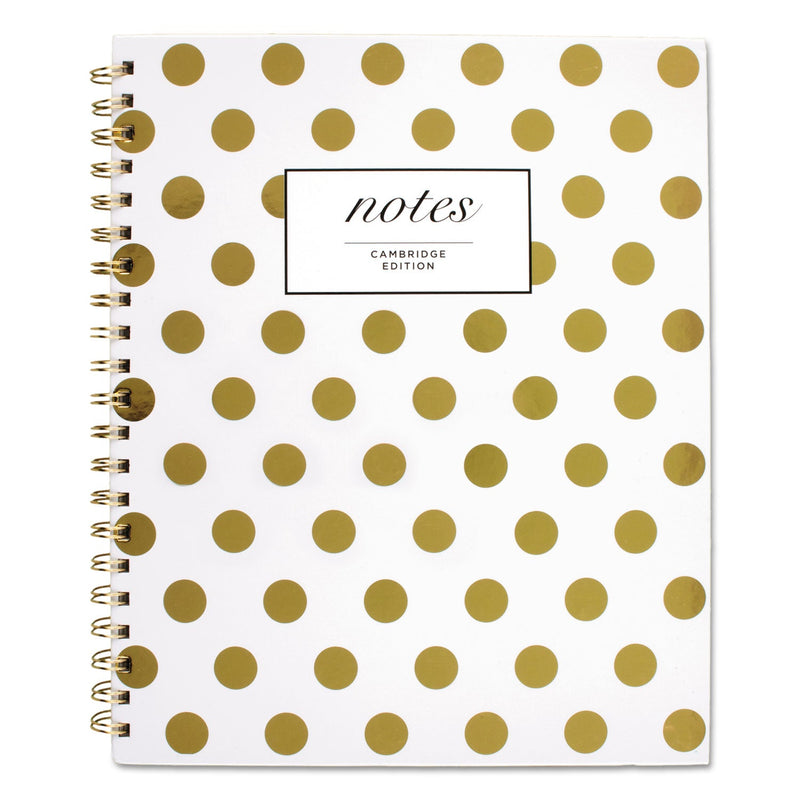 Cambridge Gold Dots Hardcover Notebook, 1 Subject, Wide/Legal Rule, White/Gold Cover, 11 x 8.88, 80 Sheets