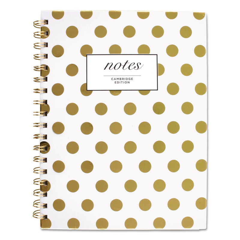 Cambridge Gold Dots Hardcover Notebook, 1 Subject, Wide/Legal Rule, White/Gold Cover, 9.5 x 7, 80 Sheets