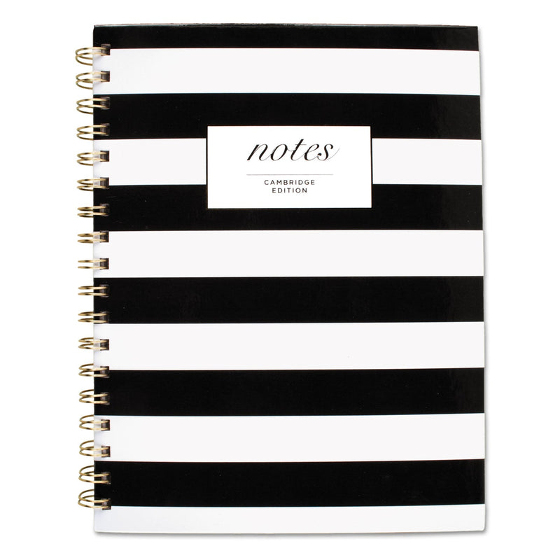 Cambridge Black and White Striped Hardcover Notebook, 1 Subject, Wide/Legal Rule, Black/White Stripes Cover, 9.5 x 7.25, 80 Sheets