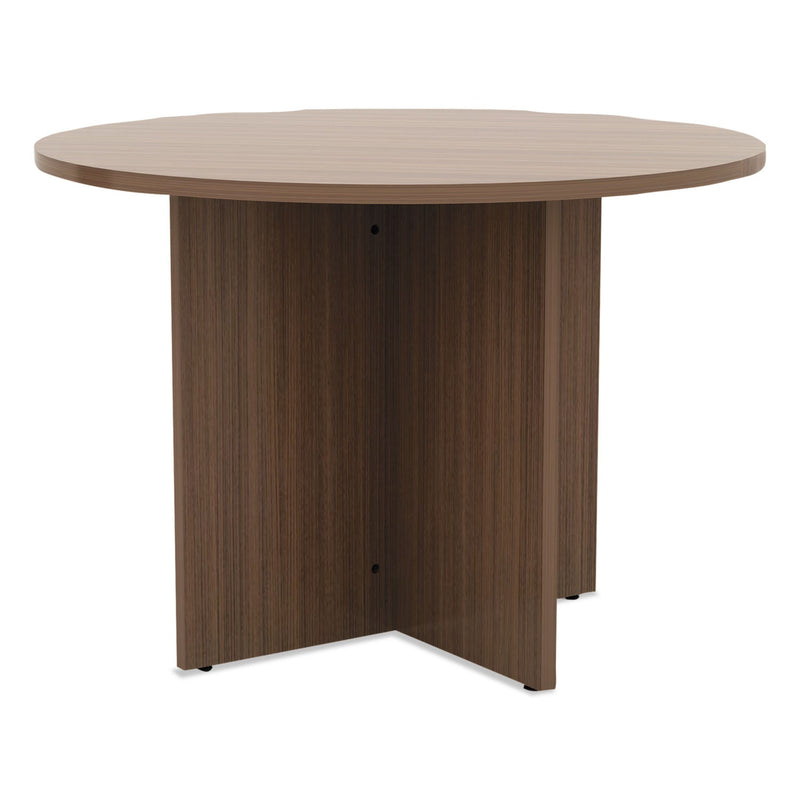 Alera Valencia Round Conference Table with Legs, 42" Diameter x 29.5h, Modern Walnut