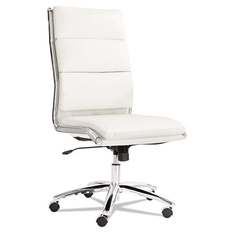 Alera Neratoli High-Back Slim Profile Chair, Faux Leather, 275 lb Cap, 17.32" to 21.25" Seat Height, White Seat/Back, Chrome