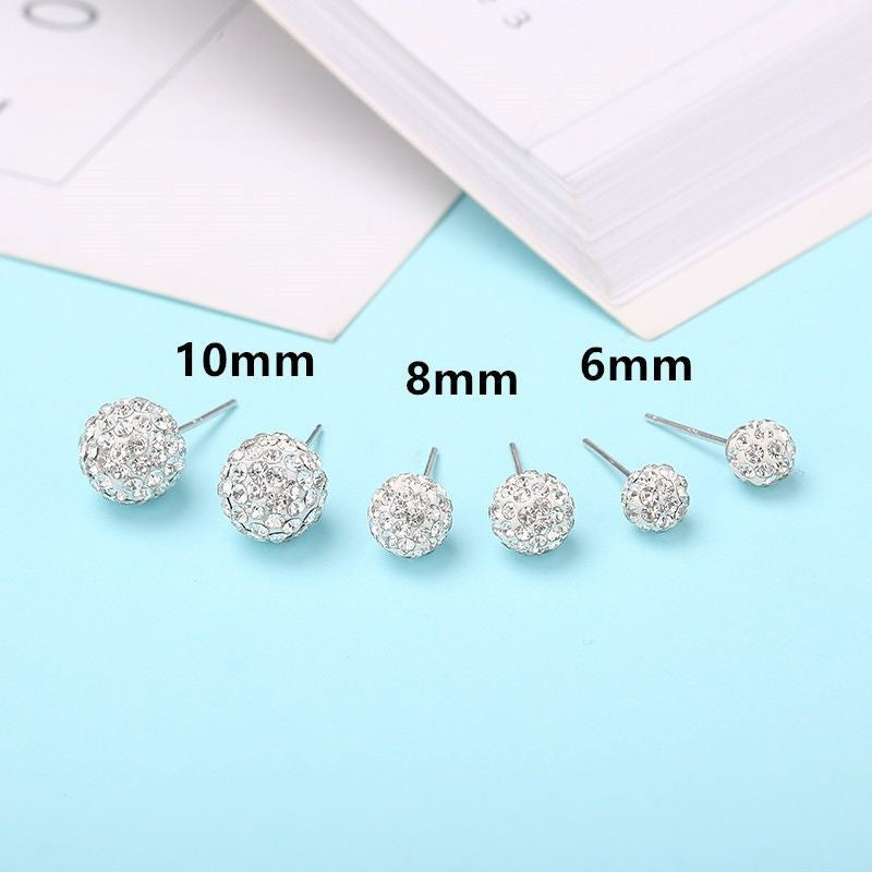 Crystal Rhinestones Round Ball Stud Earrings
