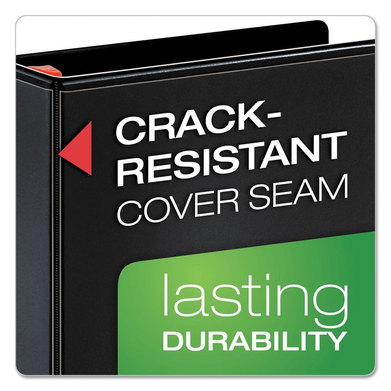 Cardinal XtraLife ClearVue Non-Stick Locking Slant-D Ring Binder, 3 Rings, 1.5" Capacity, 11 x 8.5, Black