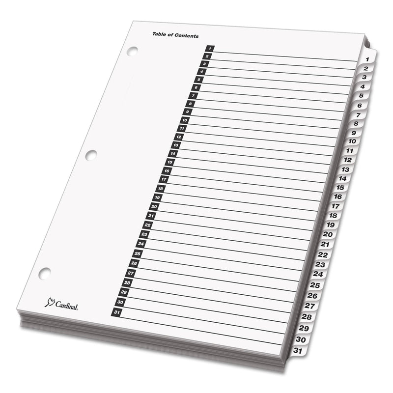 Cardinal OneStep Printable Table of Contents and Dividers, 31-Tab, 1 to 31, 11 x 8.5, White, White Tabs, 1 Set
