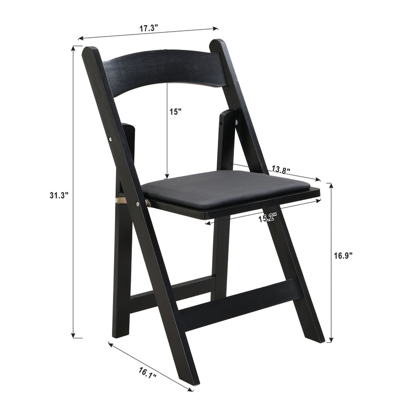 Solid Wood Upholstered Folding Chair Set, Dining Room (Set of 4)