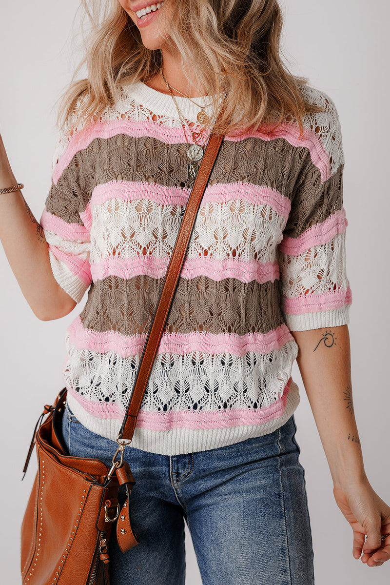 Leilani Crochet Half Sleeve Sweater