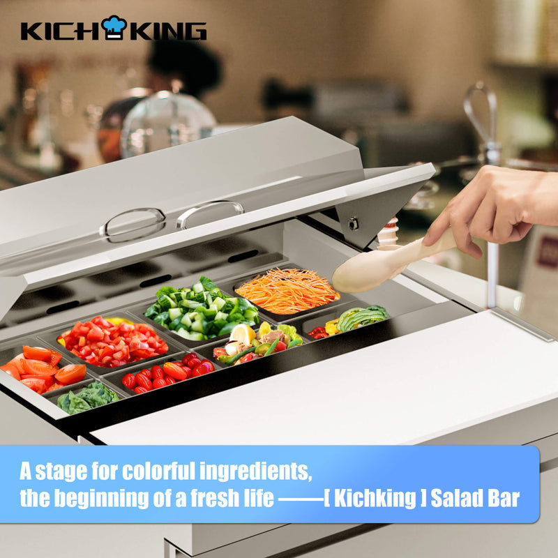27-Inch 7.4 Cu.Ft Commercial Stainless Steel Sandwich Salad Prep Table Refrigerator (SAK84120)