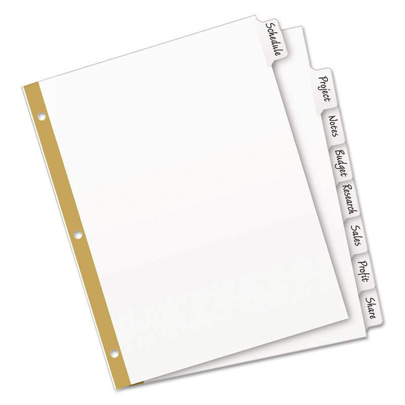 Avery Write and Erase Big Tab Paper Dividers, 8-Tab, 11 x 8.5, White, White Tabs, 1 Set