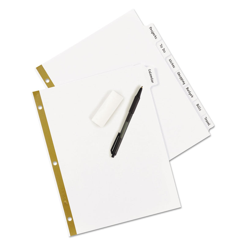 Avery Write and Erase Big Tab Paper Dividers, 8-Tab, 11 x 8.5, White, White Tabs, 1 Set