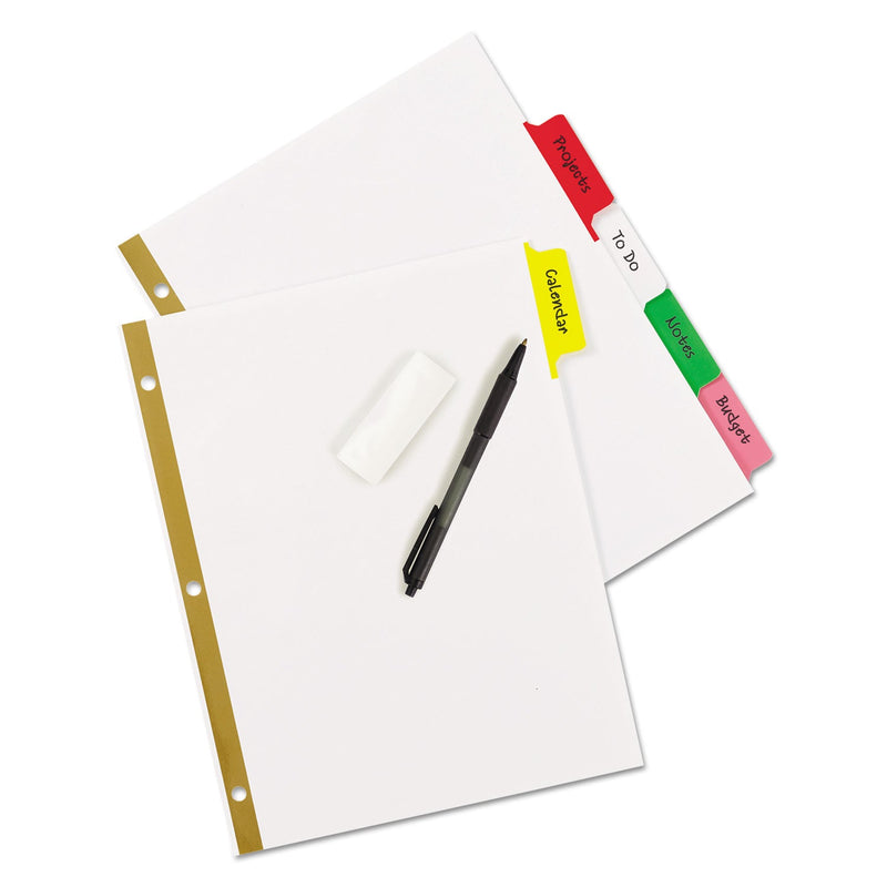 Avery Write and Erase Big Tab Paper Dividers, 5-Tab, 11 x 8.5, White, Assorted Tabs, 1 Set