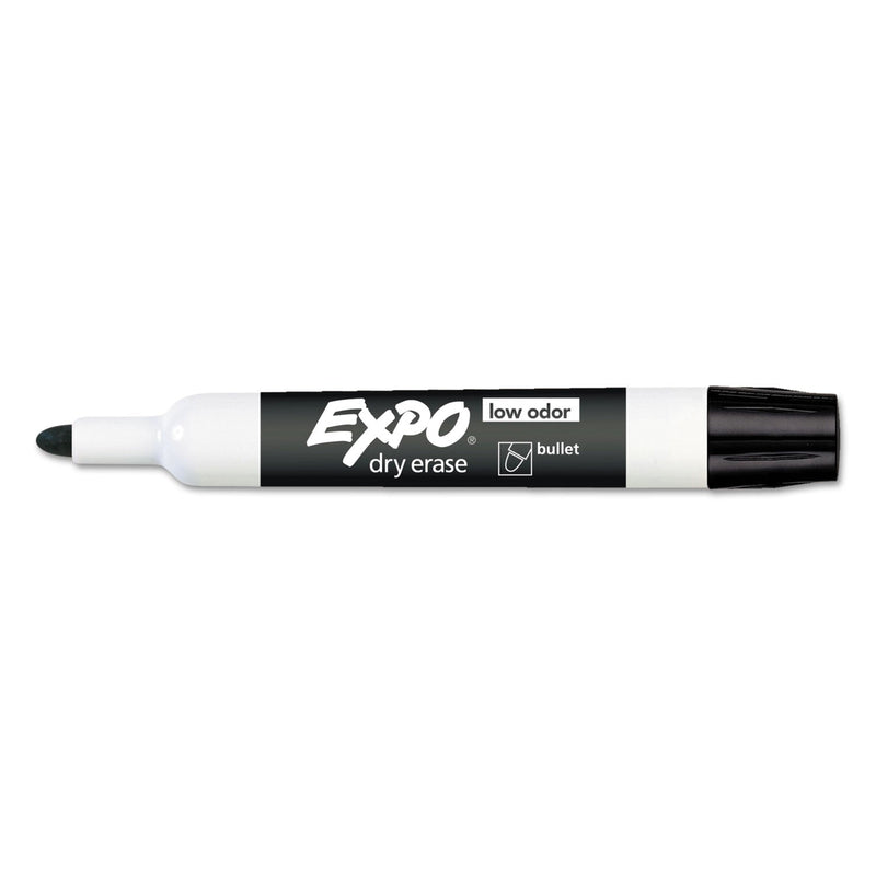 EXPO Low-Odor Dry-Erase Marker, Medium Bullet Tip, Black, Dozen
