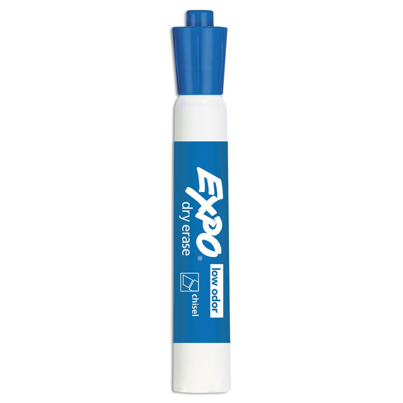 EXPO Low-Odor Dry-Erase Marker, Broad Chisel Tip, Blue, Dozen