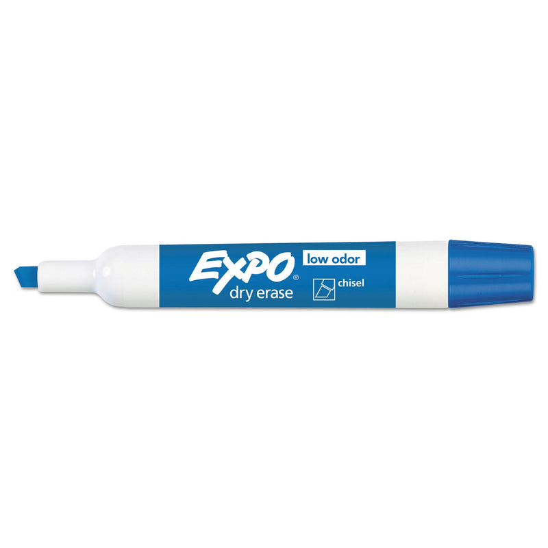 EXPO Low-Odor Dry-Erase Marker, Broad Chisel Tip, Blue, Dozen
