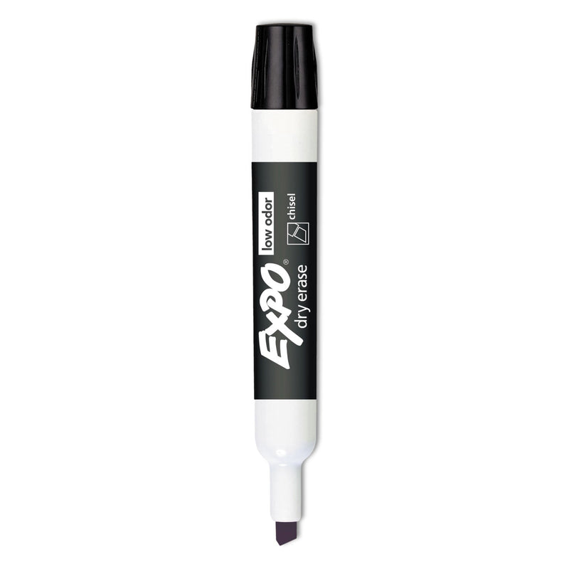 EXPO Low-Odor Dry-Erase Marker, Broad Chisel Tip, Black, Dozen