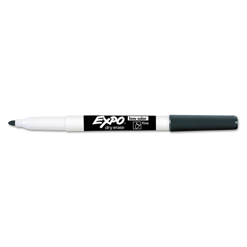 EXPO Low-Odor Dry-Erase Marker, Fine Bullet Tip, Black, Dozen