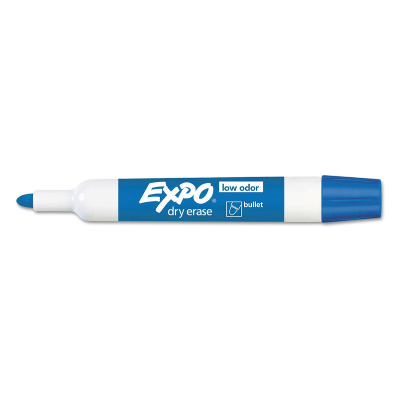 EXPO Low-Odor Dry-Erase Marker, Medium Bullet Tip, Blue, Dozen