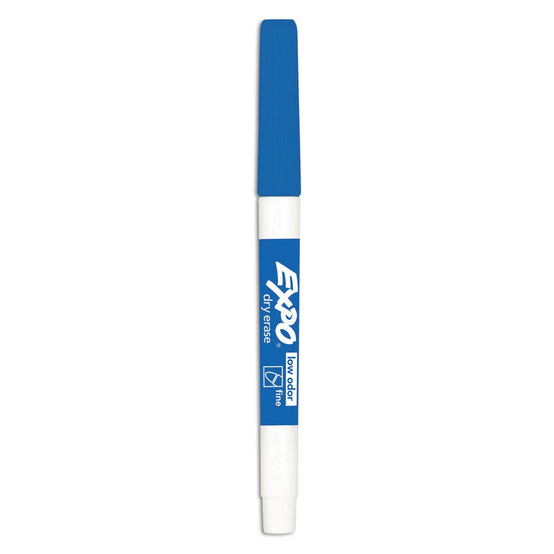 EXPO Low-Odor Dry-Erase Marker, Fine Bullet Tip, Blue, Dozen