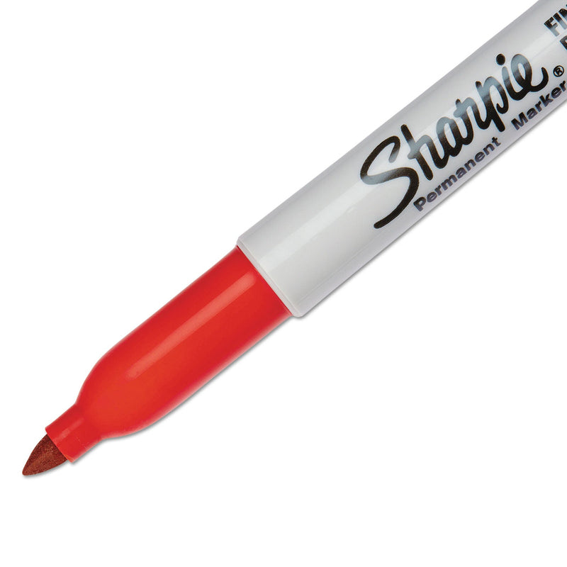 Sharpie Fine Tip Permanent Marker, Fine Bullet Tip, Red, Dozen