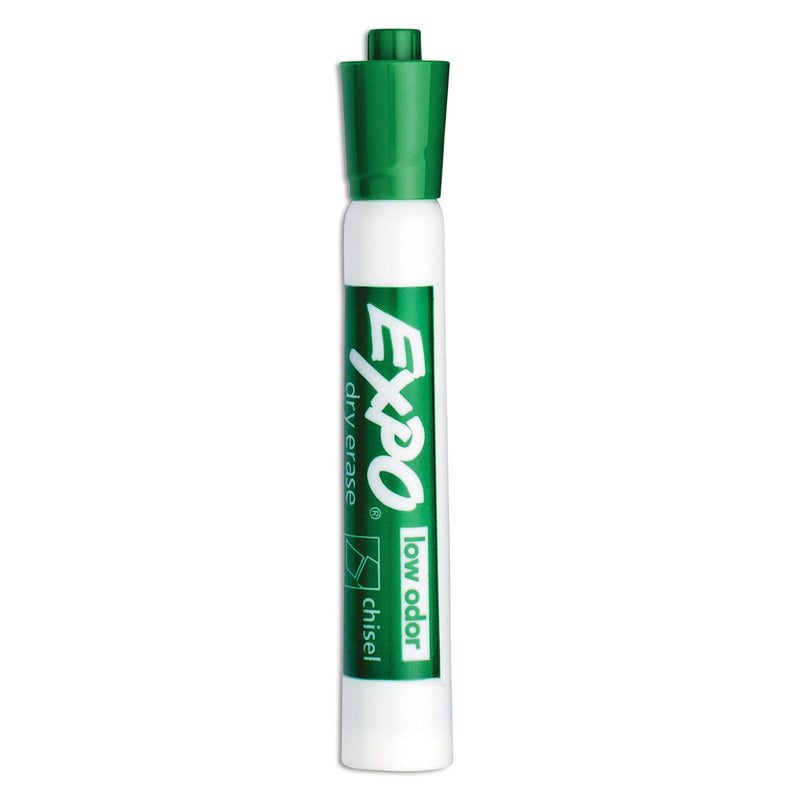 EXPO Low-Odor Dry-Erase Marker, Broad Chisel Tip, Green, Dozen