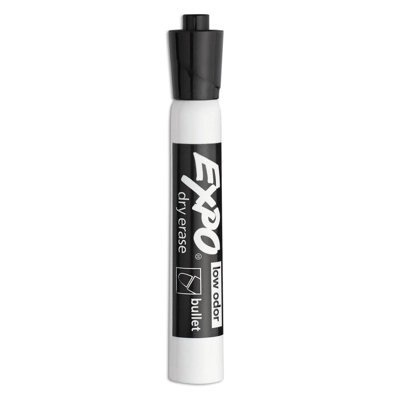 EXPO Low-Odor Dry-Erase Marker, Medium Bullet Tip, Black, Dozen