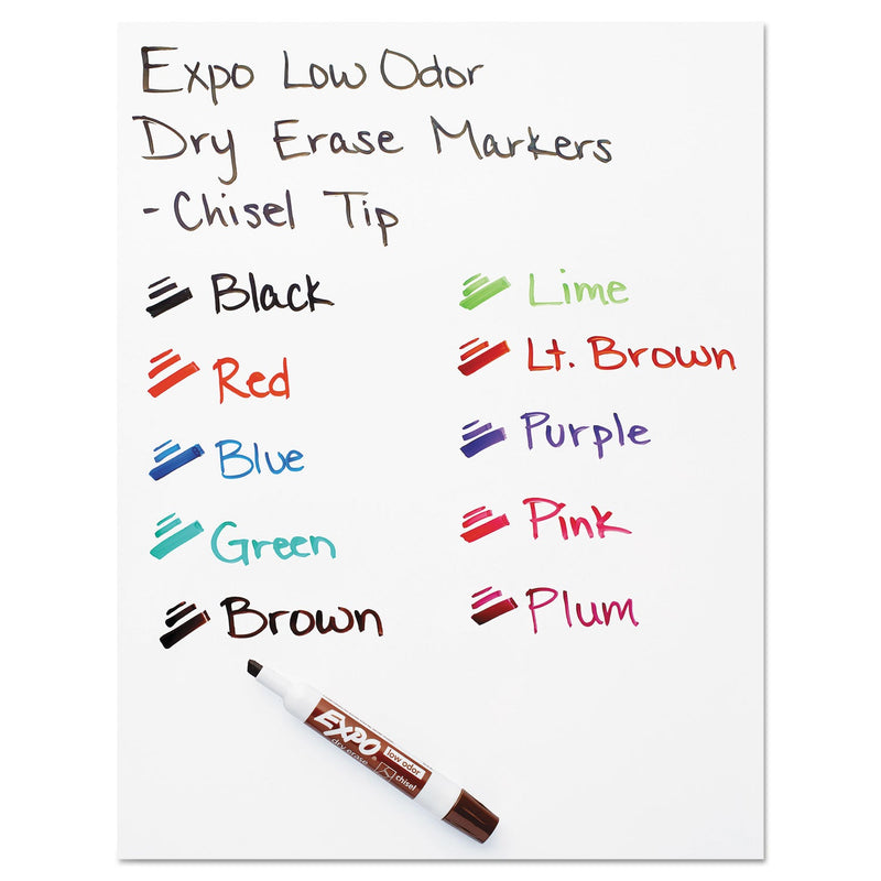 EXPO Low-Odor Dry-Erase Marker, Broad Chisel Tip, Black, Dozen