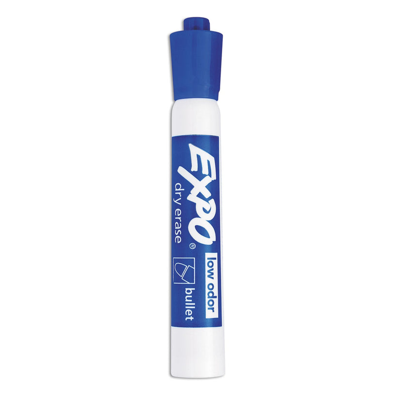 EXPO Low-Odor Dry-Erase Marker, Medium Bullet Tip, Blue, Dozen