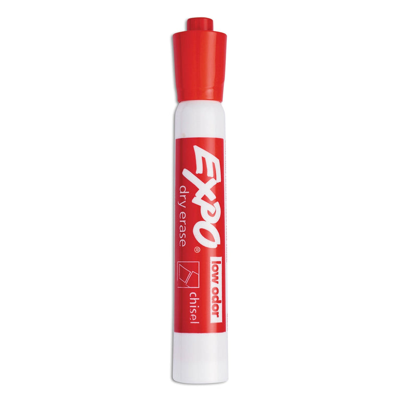 EXPO Low-Odor Dry-Erase Marker, Broad Chisel Tip, Red, Dozen