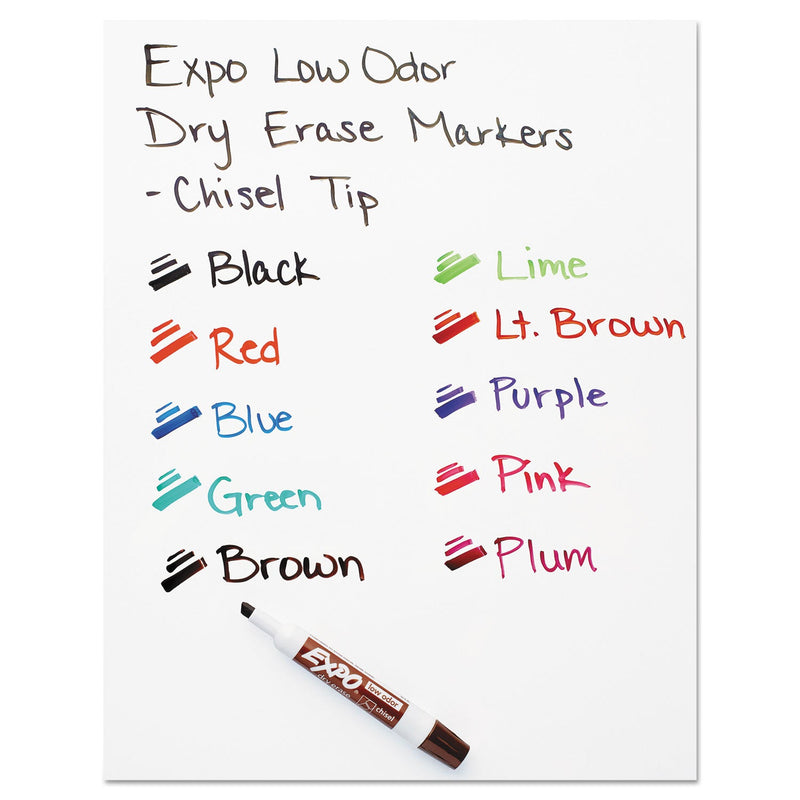 EXPO Low-Odor Dry-Erase Marker, Broad Chisel Tip, Blue, Dozen