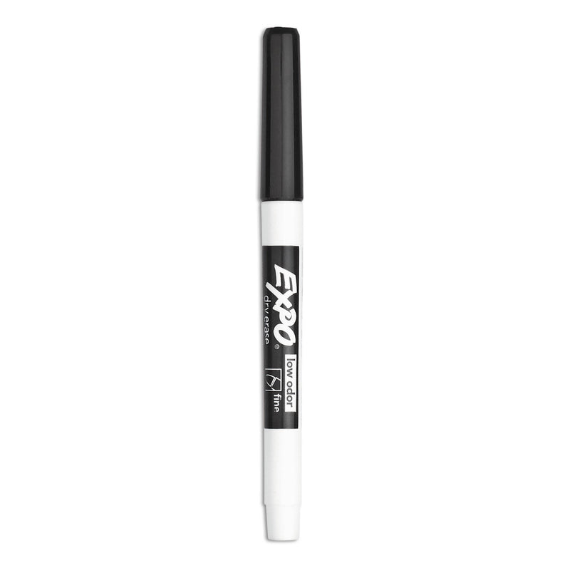 EXPO Low-Odor Dry-Erase Marker, Fine Bullet Tip, Black, Dozen