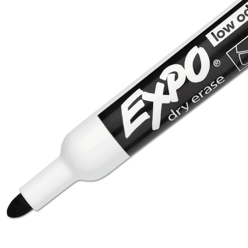 EXPO Low-Odor Dry-Erase Marker, Medium Bullet Tip, Black, Dozen