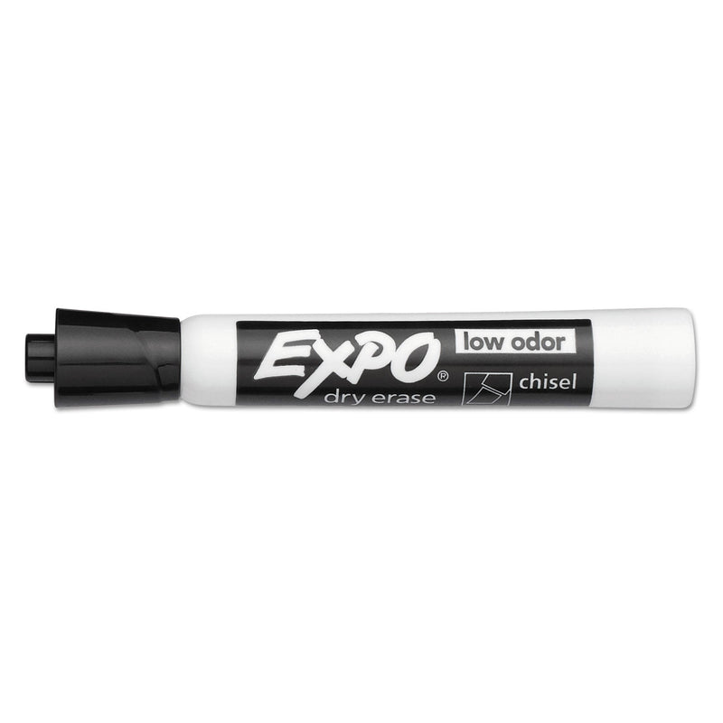 EXPO Low-Odor Dry-Erase Marker, Broad Chisel Tip, Black, Dozen