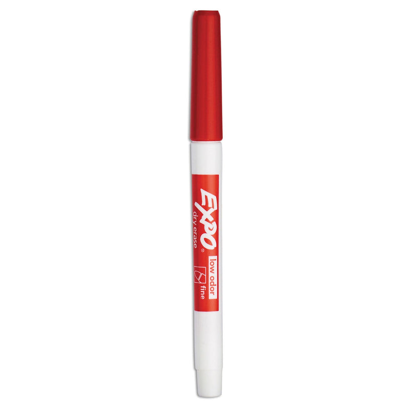 EXPO Low-Odor Dry-Erase Marker, Fine Bullet Tip, Red, Dozen
