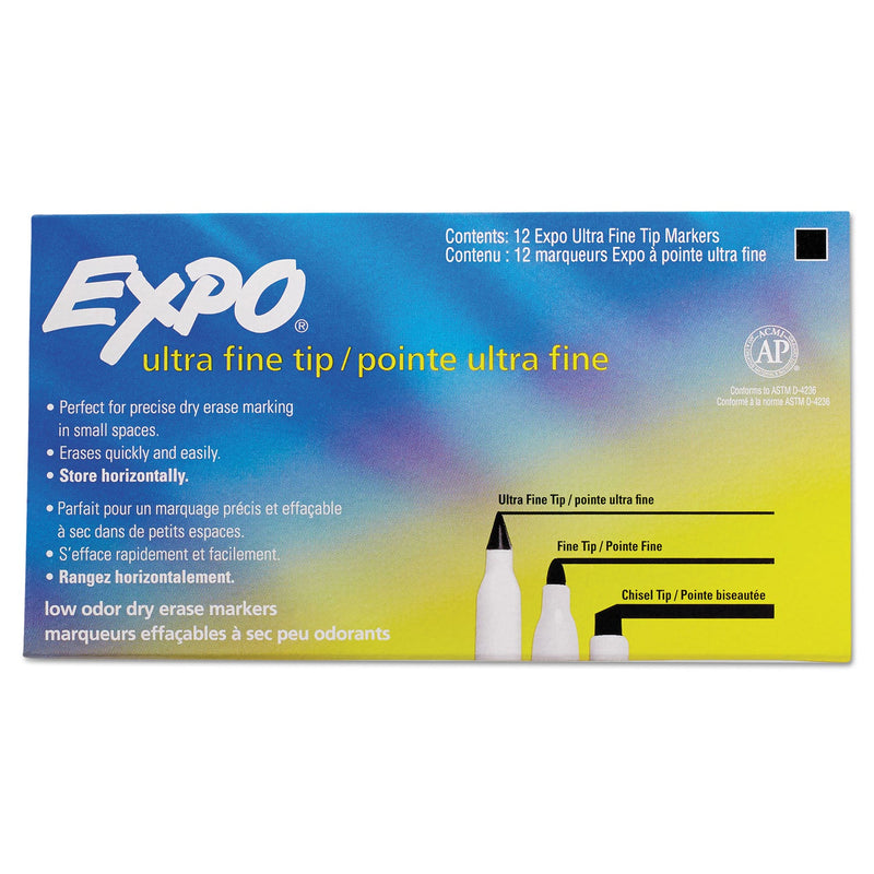 EXPO Low-Odor Dry-Erase Marker, Extra-Fine Needle Tip, Black