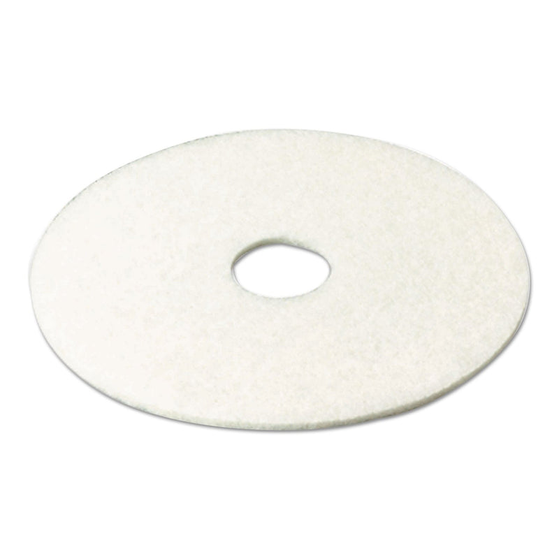 3M Low-Speed Super Polishing Floor Pads 4100, 14" Diameter, White, 5/Carton